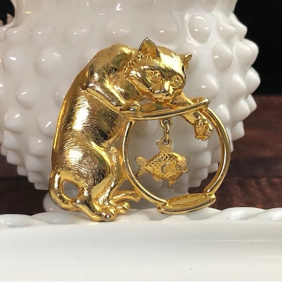 Vintage JJ Jonette Cat Brooch - Picture 2 of 2